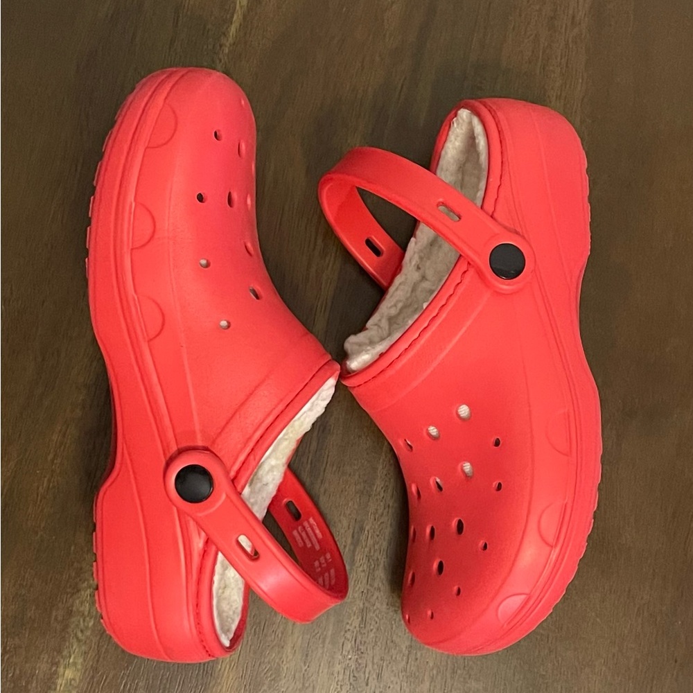 Red clogs with Perforated Design